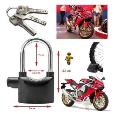 Imagem de Cadeado Com Alarme Sirene 110dB Chave Corte a Laser Anticopia Para Pro