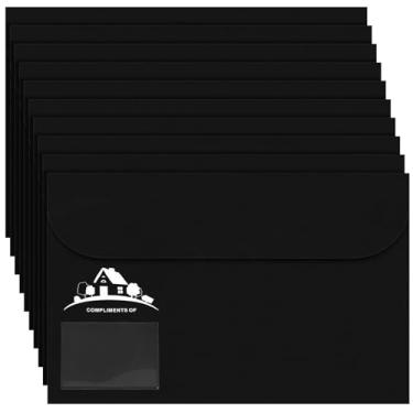 Imagem de Kisston Pacote com 10 pastas imobiliárias pretas tamanho A4, material de vinil para agente imobiliário com bolso transparente para cartões de visita, envelopes de papelada para organização de