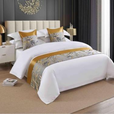 Imagem de Lençóis de cama de corredor de cama de hotel toalha de cauda de luxo protetor de cama de alta qualidade para pé da cama decorações de cama para cama de casal queen king tamanho cinza||50 x 180 cm para