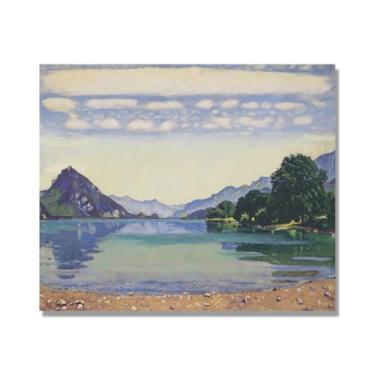 Imagem de Pinturas a óleo famosas, (paisagem 02) por Ferdinand Hodler, reprodução impressa em tela, arte de cenário para decoração de sala de estar. Apenas tela de 50 x 60 cm - 19,6 x 23,6 pol