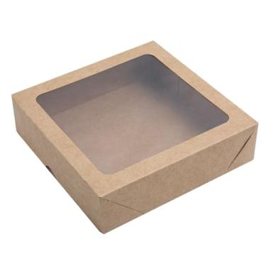 Imagem de Caixa de Papel Com Visor Embalagem Presente 15x15x4 Com 10un Kraft