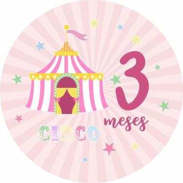 Imagem de Painel de Lona Redondo Mesversário Aniversário de 3 Meses Menina - Fab
