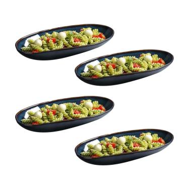 Imagem de Conjunto de Travessas Ovais Grandes Porto Brasil Orgânico Oceano 32x16cm - 4 Peças