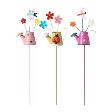 Imagem de IEUDNS 3x Estacas de Jardim Ornamento Decoração Arte Decorativa Engraçada Planta Estacas de Flores Vasos de Flores Decorações para Estufas Jardim Externo, Regador