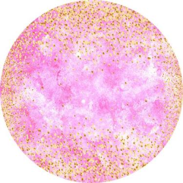 Imagem de Painel de Tecido Sublimado Redondo Rosa Aquarela Manchas Glitter Doura