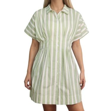 Imagem de Vestido feminino MSBESYOR, manga curta, estampa listrada de verão