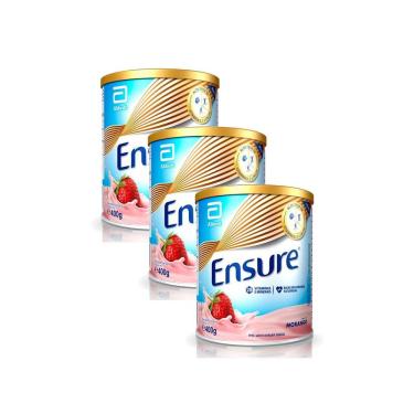 Imagem de Kit 3 Ensure Morango Suplemento Alimentar 400g