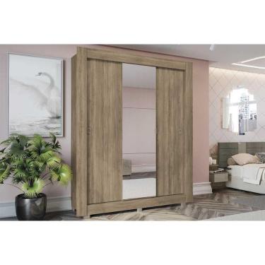 Imagem de Guarda Roupa Solteiro 3 Portas De Correr (1 C/ Espelho) C/ Pés Cbh563 Nogal - Kappesberg