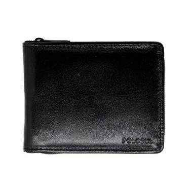 Imagem de Carteira Masculina Couro Polo Sul Ziper, ÚNICO, Preto