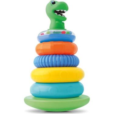 Imagem de Brinquedo Infantil Pirâmide de Argolas - Dino - Divertoys -