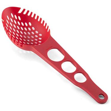 Imagem de Aramox 3 Em 1 Nylon Spaghetti Servidor de Garra Colander Ferramenta de Medição para Cozinha, Design de Várias Garras, Separador de Sopa e Macarrão, 14,57 Polegadas de Comprimento (Vermelho)