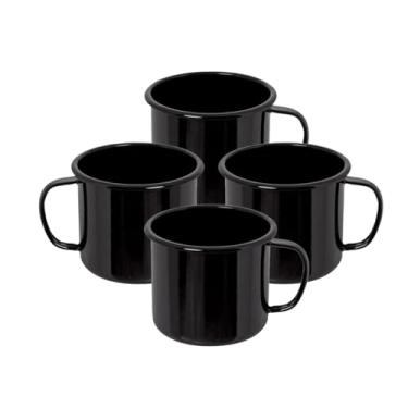 Imagem de Kit 4 Canecas Esmaltada 160 ml Rústica Café Chá Kit Xícaras (PRETO)
