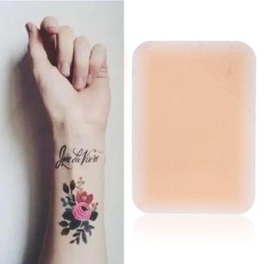 Imagem de 6 peças de remendo de cobertura de tatuagem à prova d'água ultrafinas para manchas escuras de cicatriz de estiramento da perna do corpo, fita de cobertura de tatuagem, adesivo de cobertura de tatuagem