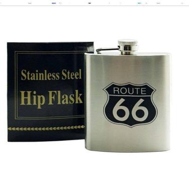 Imagem de Cantil Garrafa Inox Para Bebidas Portátil Route 66 210Ml