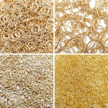 Imagem de Kit Chaveiro Elo Pitão Fecho Lagosta Argola Com Corrente Dourado 170pç