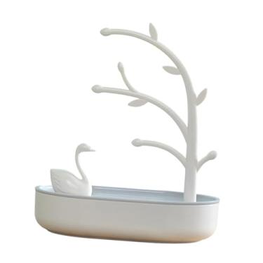 Imagem de oshhni Caixa de joias Lago dos Cisnes, porta-joias, estojo fashion, colares, brincos, organizador para artesanato, casamento, viagem, penteadeira, mesa de, Cinza