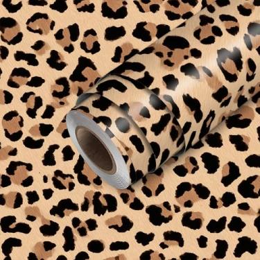 Imagem de HOMETITUTE Papel de parede com estampa de leopardo, papel de parede de contato animal, adesivo 300 x 45 cm, revestimento de parede decorativo de vinil autoadesivo para quarto, sala de estar, armário