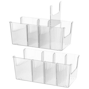 Imagem de Caixa organizadora de cinto transparente, 2 peças, suporte de armazenamento de cinto com três divisórias destacáveis, estojo de armazenamento de cintura empilhável para armário e casa ZJMCAJY