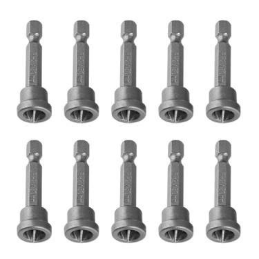 Imagem de 10 Peças de Chave de Fenda Magnética para Drywall: Conjunto de Haste Hexagonal Ph2 para Localização de Placa de Gesso Drywall, Aço Cromado