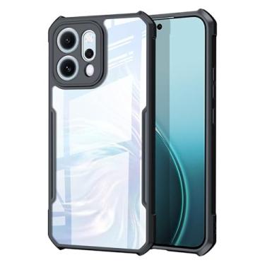 Imagem de Guizzcg Capa para Oppo Reno 14, capa ultrafina de TPU macio + traseira transparente acrílica airbags de grau militar, proteção contra quedas, preta