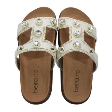 Imagem de Tamanco Beira Rio Feminino Pedrarias Napa Turim Branco Off