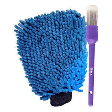 Imagem de Luva Microfibra Lavar O Carro Lavagem + Pincel Interno Zacs