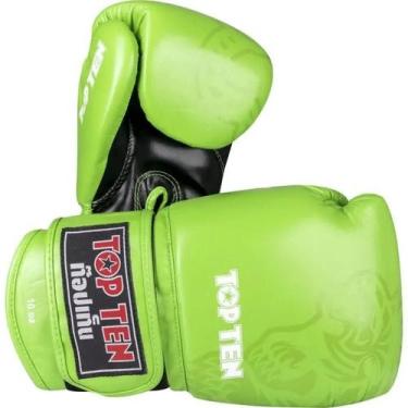 Imagem de Luvas de Muay Thai AJARN para sparring - Top Ten, Verde, 14oz