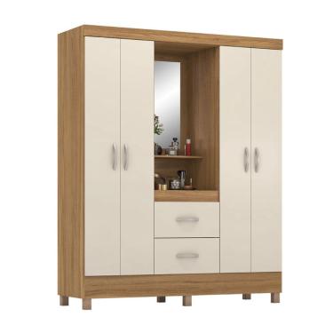Imagem de Guarda-Roupa Solteiro Embers 4 Portas 2 Gavetas Amêndola e Off White