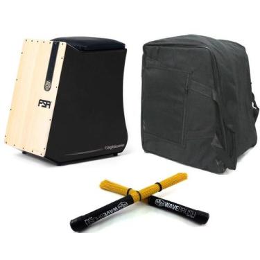 Imagem de Cajon Eletrico FSA Gibão FGB6501 C/ Captação Dupla Preto + Capa + Vass