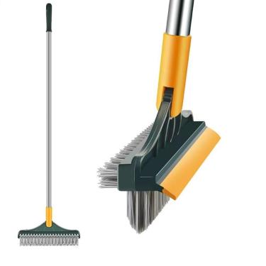 Imagem de Vassoura Rodo Esfregao 3 Em 1 Multifuncional Mop Magico Raspador Articulado Cabo Inox Chao Banheiro