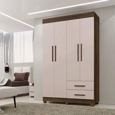 Imagem de Guarda Roupa Solteiro 4 Portas 2 Gavetas com Pés Copacabana New Benetil