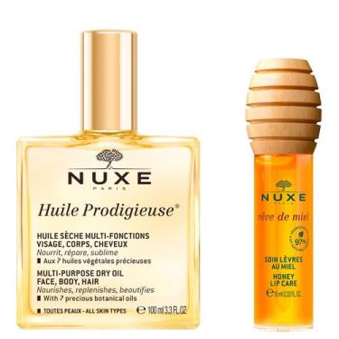 Imagem de Óleo seco Nuxe Huile Prodigieuse 100ml e óleo labial de mel 10ml
