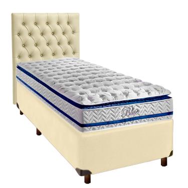 Imagem de Kit Cama Box + Cabeceira + Colchão Solteiro Molas Ensacadas - Blue - Paropas