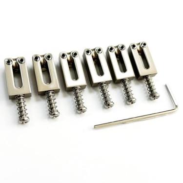 Imagem de OVSAL Selas de ponte de guitarra cromada 10,5 mm selas de guitarra elétrica de liga de zinco selas de ponte tremolo para Fender Strat St Tele Telecaster estilo 6 cordas peças de reposição para