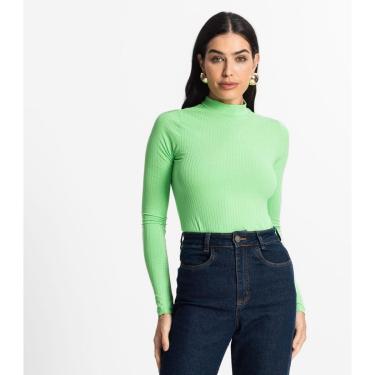 Imagem de Blusa Manga Longa Feminina Canelada Select Verde-Feminino