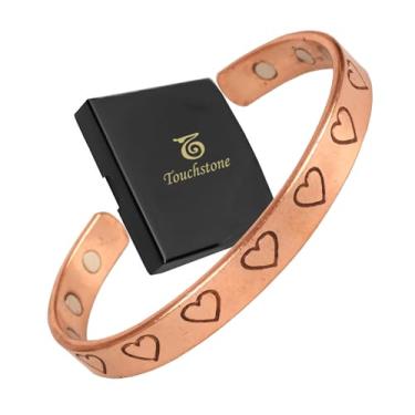 Imagem de Touchstone - Símbolo de Amor em Forma de Coração - Pulseira magnética de cobre estilo tibetano. Forjado à mão com cobre puro sólido e de alto calibre.