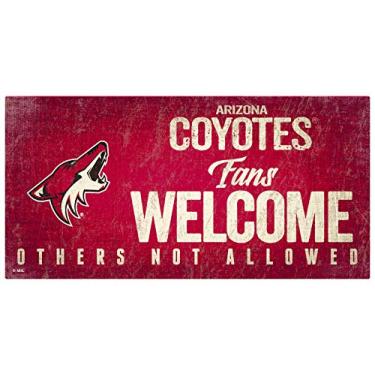 Imagem de Placa de boas-vindas unissex para fãs do Arizona Coyotes da NHL Phoenix Coyotes, cor do time, 15 x 30 cm