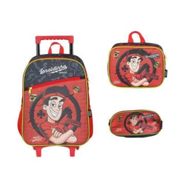 Imagem de Kit Mochila de Rodinhas Enaldinho Lancheira Estojo Infantil - Luxcel, 