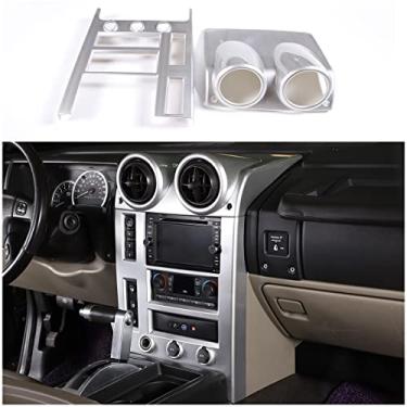 Imagem de Fgtagtal Capa de acabamento de painel de console central adequada para Hummer H2 2003-2007, acabamento adesivo de moldagem de moldura de painel de ventilação A/C para console central ABS, 2 peças (prata)