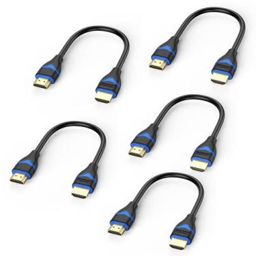 Imagem de Cabo HDMI ApoJodly 4K 0,5 pés/15 cm, pacote com 5 unidades HDMI 2.0 de