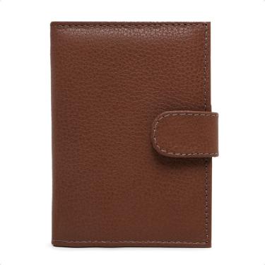 Imagem de Carteira Feminina Em Couro Fechamento Botão de Pressão Porta Cartão Cédulas Cabe CNH RG Clássica