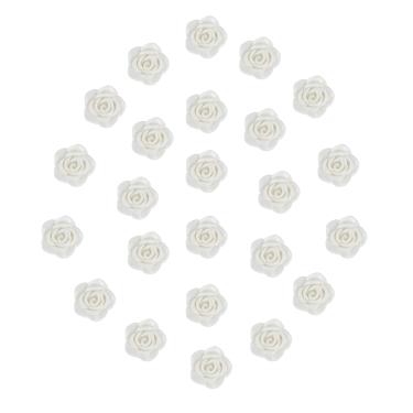 Imagem de Kit C/24 Miçangas em Resina Flor Rosa Branca 2 cm