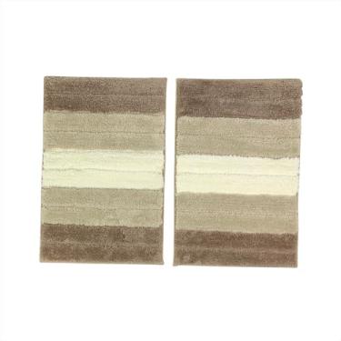 Imagem de Jogo de Tapetes Cozinha Antiderrapante 2 Unidades Microfibra Modernos 40x60CM Bege