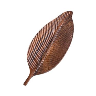 Imagem de Generic Bandeja de madeira para servir sobremesas em formato de folha, decoração para casa, prato de sushi, fruteira para cozinha, café, família, sala de