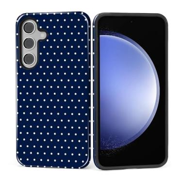Imagem de MQJCYB Capa para Samsung Galaxy S23 FE, híbrida, resistente, 2 em 1, de corpo inteiro, resistente, à prova de choque, capa brilhante para Samsung Galaxy S23 FE Estética de bolinhas azul marinho