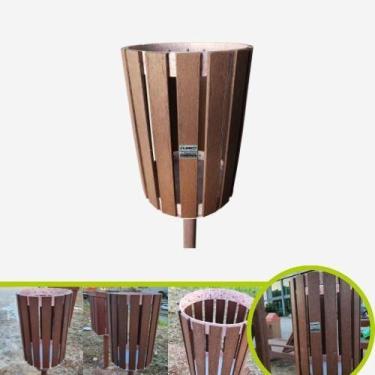 Imagem de Lixeira Redonda Madeira Plástica Marrom 150x34x45cm - LANCI