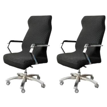 Imagem de Lzyjckh Capa para Cadeira de Escritório, Pacote com 2, Capas Elásticas para Cadeiras de Computador com Zíper Protetor Universal Lavável para Cadeira Giratória,Black 2 pack