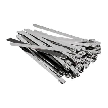 Imagem de oshhni 100 peças de abraçadeiras de metal com fechos fixos autotravantes, abraçadeiras de cabo confiáveis, ferramentas de amarração para cercas domésticas, 4.6 Cm X 20 Cm