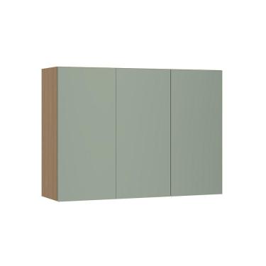Imagem de Armário Aéreo 120cm 3 Portas Slim Luciane Móveis Freijó/verde Jade