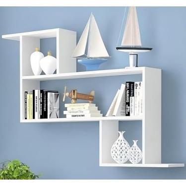Imagem de Prateleira de Parede Decorativa 90x90x18cm Estante Flutuante Estilo Moderno para Sala Livros e Decoração